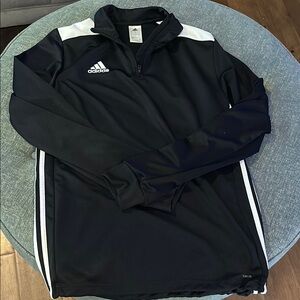 Adidas Men's Black Windbreaker with White Accents